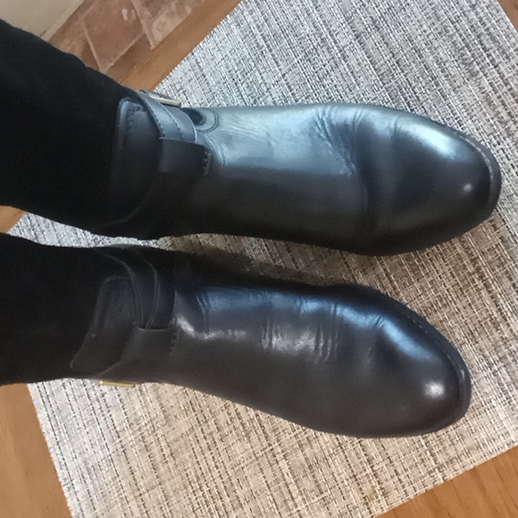 Franco Sarto "Lapis" Black Leather & Suede Look Knee High Boots in Size 7M - Picture 6 of 11